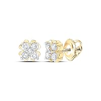 The Diamond Deal 14kt White Gold Womens Round Diamond Cluster Earrings 3/8 Cttw