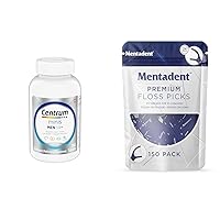 Centrum Minis Silver Multivitamin for Men 50 Plus 280 Ct and Mentadent Premium Double Thread Floss Picks with Toothpicks 150 Count