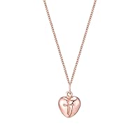 The Jewellery Stockroom Dainty Sterling Silver Curved Heart Pendant with a Cross Engraved Centre