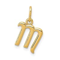 14k Yellow Gold Initial Charm Fine Jewelry Gift For Her For Women