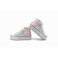 Girls’ Platform Canvas Shoes Low Top and High Top Canvas Sneakers Lace-up Fashion Casual Shoes for Girls