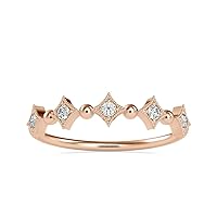 VVS Certified Star Style With 10K White/Yellow/Rose Gold Studded With 0.09 Tcw Round Natural Diamond Anniversary Ring For Women