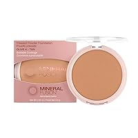 Pressed Powder Foundation, Olive 4 - Med/Tan Skin w/Greenish Undertones, Age Defying Foundation Makeup with Matte Finish, Talc Free Face Powder, Hypoallergenic, Cruelty-Free, 0.32 Oz