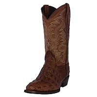 TEXAS LEGACY Mens Brown Western Leather Cowboy Boots Crocodile Back Print Round Toe