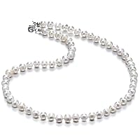 Adabele Authentic Natural Grade A Round White Cultured Freshwater Pearl Necklace Jewelry for Women Anniversary Birthday Mother Gifts