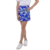 PattyCandy Little/Big Girls Fashion Skort Vintage Sparkle Unicorn Pattern Kids Tennis Skirt, Size:2-16
