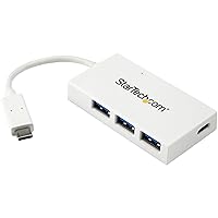 StarTech.com 4 Port USB C Hub with 1x USB-C & 3X USB-A Ports (SuperSpeed 5Gbps) - USB Bus Powered - Portable/Laptop USB 3.0 Adapter Hub - USB 3.1 Gen 1/USB 3.2 Gen 1 Type-C Hub - White (HB30C3A1CFBW)