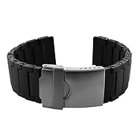 Polyurethane Black Link Bracelet Watch Band 24mm - PU66