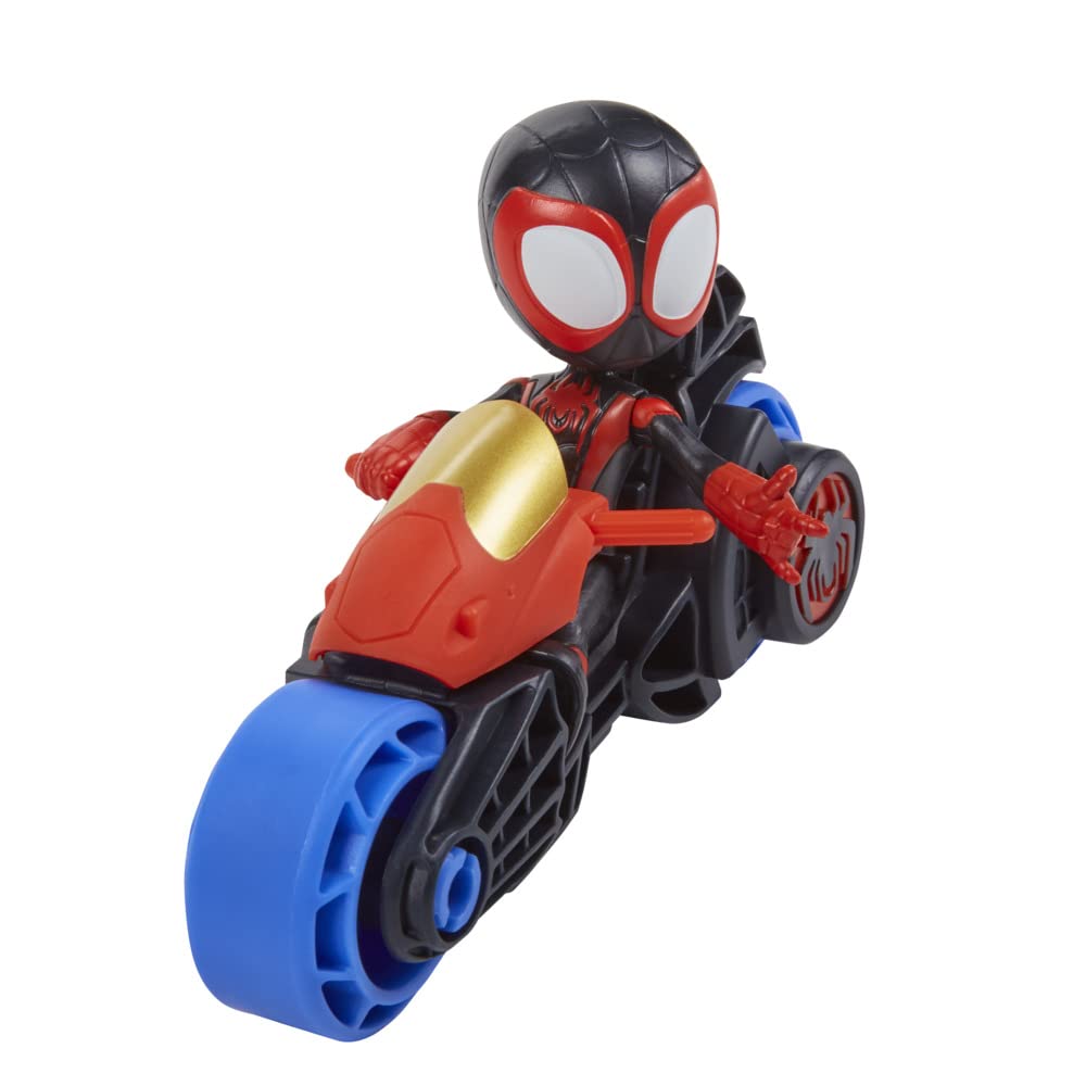 Spidey and His Amazing Friends Marvel Hasbro, Miles Morales Action Figure with Toy Motorcycle,Preschool Toys for 3 Year Old Boys and Girls and Up