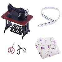 Unomor 1 Set Mini Sewing Machine Miniature House Sewing Machine and Accessories Dollhouse Accessories