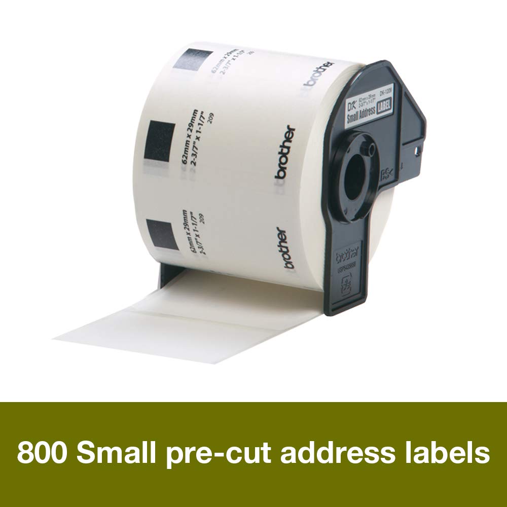 Brother DK-11209 Label Roll, Small Address Labels, Black on White, 800 Labels, 29 mm (W) x 62 mm (L), Genuine Supplies