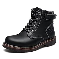 amandpm Men's High Cut Work Boots, Lightweight, Thick, Waterproof, Non-Slip, Abrasion Resistant, Shockproof, Cold Protection, Fleece-Lined, Boots, School Commutes, Casual, Stylish, Soft, Comfortable,