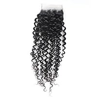 4X4 inch Pre Plucked Free Part Closure For Women 10 Inch 130% 1B Black Deep Curly Lace Closure Human Hair Brazilian Virgin Hair Pieces