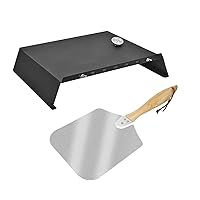 Skyflame 13.5-Inch x 16-Inch Aluminum Pizza Peel with Wooden Handle and Universal Stainless Steel Pizza Oven Kit with 20-30 inch Adjustable Width