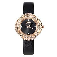 Weicam Women Girls Elegant Leather Band Round Dial with Crystal Bangle Bracelet Analog Quartz Wrist Watch