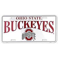 Hangtime Ohio State Buckeyes White Metal License Plate