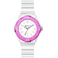 Prestige Medical Two-Tone Sport Watch, Hot Pink & White (Model: 1731-HKW)