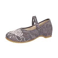 Women Retro Embroidered Shoes Autumn Pumps for Ladies Ethnic Summer Sandals Female Dancing Shoe Gray 4.5
