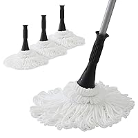 Mop with 4 Reusable Heads, Easy Wringing Twist Mop, with 57.5 inch Long Handle, Wet Mops for Floor Cleaning, Commercial Household Clean Hardwood, Vinyl, Tile, and More