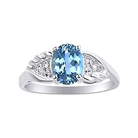 Diamond & Blue Topaz Ring Set In Sterling Silver Diamond Wings Design