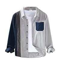 Style Patchwork Long Sleeve Shirts Handsome Youth Lapel Causal Summer Blouse