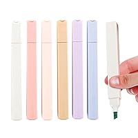 6pcs Highlighter,Pastel Colors,Chisel Tip Marker Pen,6 Assorted Colors, Basics Double Ended Highlighters, School Supplies Aesthetic Highlighter for Planners, Journals, Notes