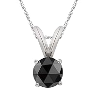 Round Rose Cut Black Diamond Solitaire Pendant AAA Quality in Platinum Available in Small to Large Sizes
