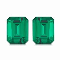 1.60-1.88 Cts of 7x5 mm AAA Emerald-Cut Lab Created Emerald (2 pcs) Loose Gemstones