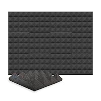 Arrowzoom New 12 Pieces 10x10x2inch Soundproofing Insulation Pyramid Acoustic Wall Foam Padding Studio Foam Tiles AZ1034 Black
