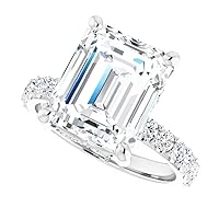 JEWELERYIUM 4 CT Moissanite Emerald Engagement Ring and Wedding Ring Bridal Set in Sterling Silver, colorless Moissanite, VVS1 Clarity, Sizes 4 to 11, Prong Set for Her