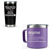 KLUBI Nurse Travel Mug Gifts for Women - Google Search Travel Coffee Mug/Tumbler 20oz -Funny Gift for Nurses + Nurse Gifts for Women - Tumbler Coffee Mug 14oz - Purple - Cute Idea for Nurses Week