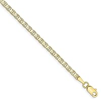 10k Gold 3mm Flat Nautical Ship Mariner Anchor Chain Bracelet Jewelry for Women - Length Options: 10 7 8 9
