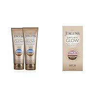 Jergens Natural Glow +FIRMING Self Tanner Body Lotion, Medium to Tan Skin Tone & Natural Glow Self Tanner Face Moisturizer, SPF 20 Facial Sunscreen