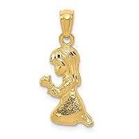 14k Yellow Gold Open back Polished and satin Praying Girl Pendant Necklace Measures 16x10mm Jewelry for Women