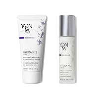 Yon-Ka Hydra No.1 Creme and Hydra No.1 Serum, Anti-Aging Face Moisturizer and Intensive Hydration Booster with Hyaluronic Acid and Aloe Vera, Dry and Mature Skin, Paraben-Free (50ml, 30ml)