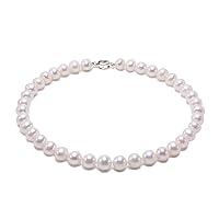 JYX Pearl9-10mm AAA Classic White Round Freshwater Pearl Necklace 16