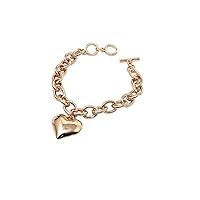Puffed Heart Charm Toggle Bracelet
