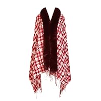Tassel Shawl Poncho Plaid Cape For Women Loose Winter Women Tassel Cloak Casual Wool Blend Coats
