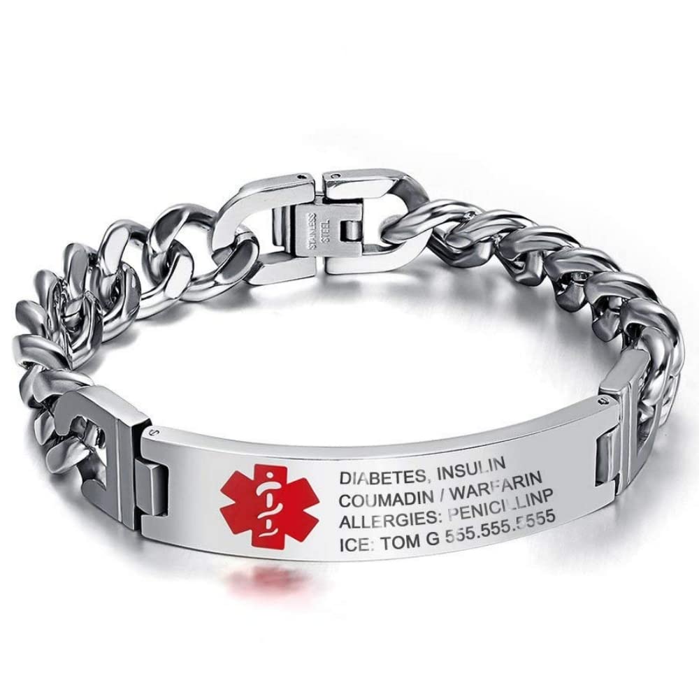 Silicone Medical ID Bracelet with Custom Engraved Tag
