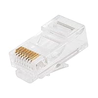 Monoprice Cat5e RJ45 Modular Plugs - Crimp Connectors, Gold Plated Contacts, UTP, For Solid Wire, 100-Pack
