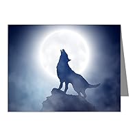 Note Cards (10 Pack) Howling Wolf in Misty Moonlight