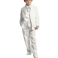 Boys' Formal Three Pieces Suit Notch Lapel Ivory Set with Vest