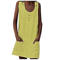 Sexy Off The Shoulder Sleeveless Mini Tank Dress Summer Plus Size Sundress Elegant Button Down Trendy Linen Dress