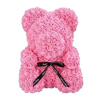 Pink Rose Bear with Diamonds | Handmade Bear | Perfect for Anniversaries, Birthdays, and Engagements (Pink, 10