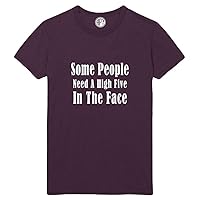 Some People Need A High Five in The Face Printed T-Shirt - Eggplant - LT