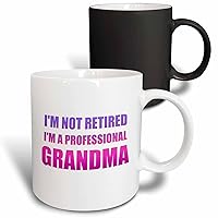 3dRose I'M Not Retired I'M A Professional Grandma-Funny Grandmother Gift Mug, 11 oz, Pink/Purple