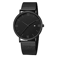 Men's Watches Fashion Business Luxury Wristwatch Stainless Steel Mesh Belt Casual Dress Quartz Calendar Watch for Men