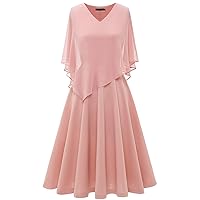 DRESSTELLS Dress with Chiffon Overlay Cape, 2023 Mother of The Bride Cocktail Wedding Guest Dress