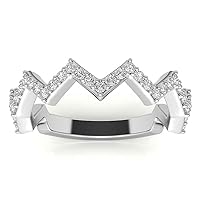 JeweleryArt Excellent Round Brilliant Cut 0.45 Carat, Moissanite Diamond Promise Band, Prong Set, Eternity Sterling Silver Band, Valentine's Day Jewelry Gift, Customized Bands for Her