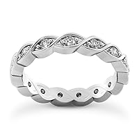 1.46 ct Round Cut Diamond Eternity Wedding Band Ring (Color G Clarity SI-1) in 14 kt White Gold